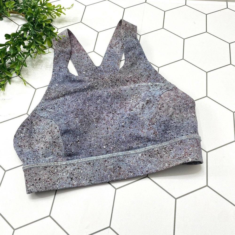 LULULEMON Fast Free Sports Bra Nulux Summer Haze Multi High Neck Racerback 4